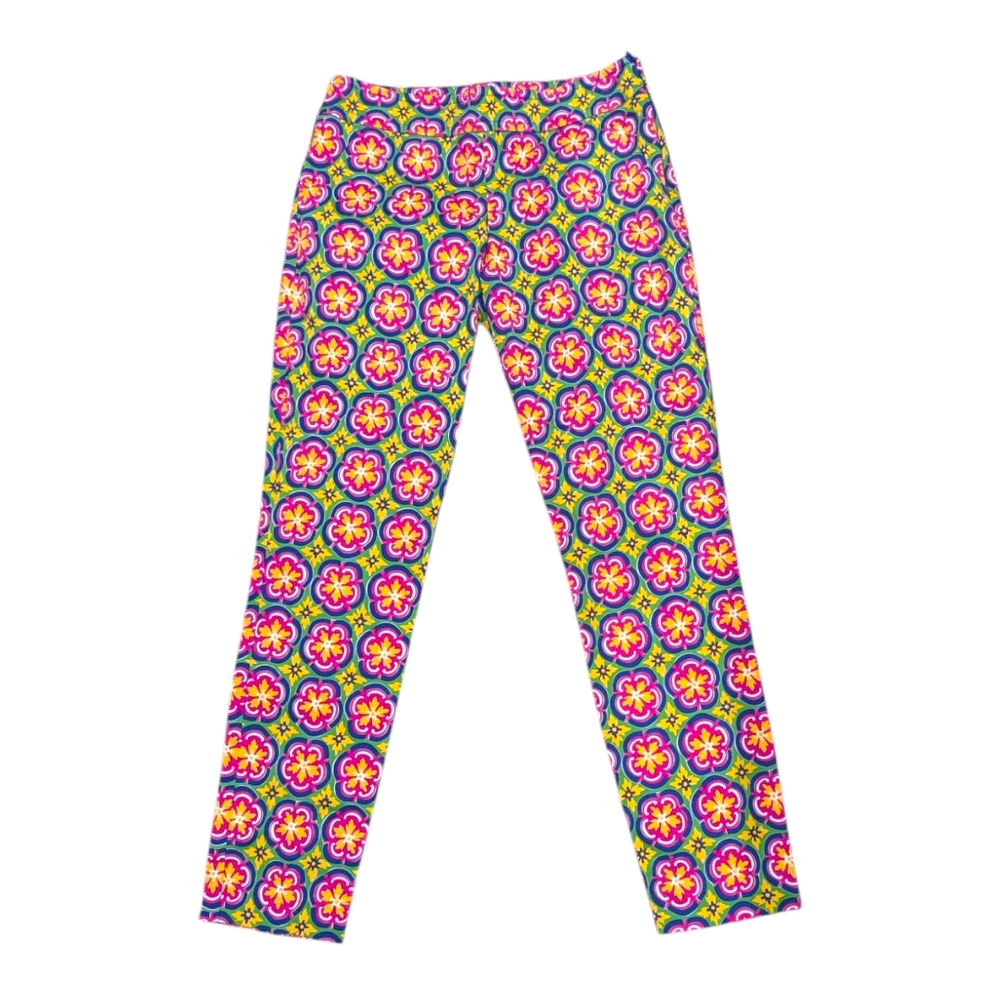 Trina Turk Pink and Yellow Leggings Vibrant Floral Design